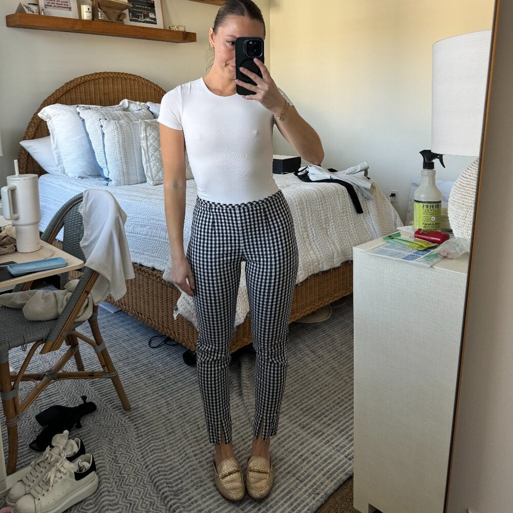 JMcLaughlin Navy Gingham Work Pants